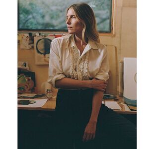 Nili Lotan Nathael Shirt Tunic Top Buttondown Ruffle Cotton Ivory XL NEW 283653